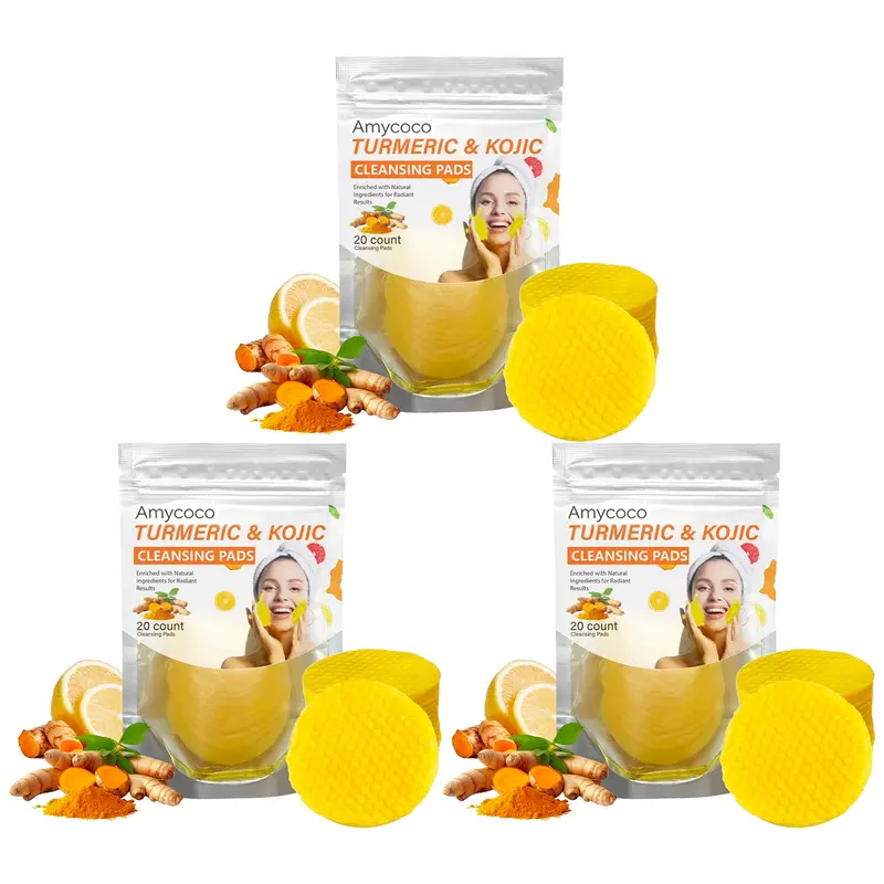 Turmeric & Kojic Acid Cleansing Pads, Gentle Deep Clean Soft Texture Facial Skincare Pads 20pcsđŻ