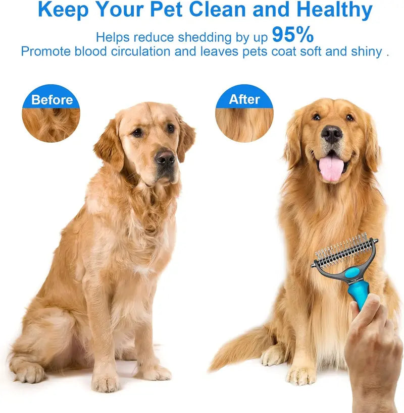 🐾 Double-Sided Deshedding Pet Brush – Dual-Sided, Ergonomic & Gentle for Dogs & Cats 🐶