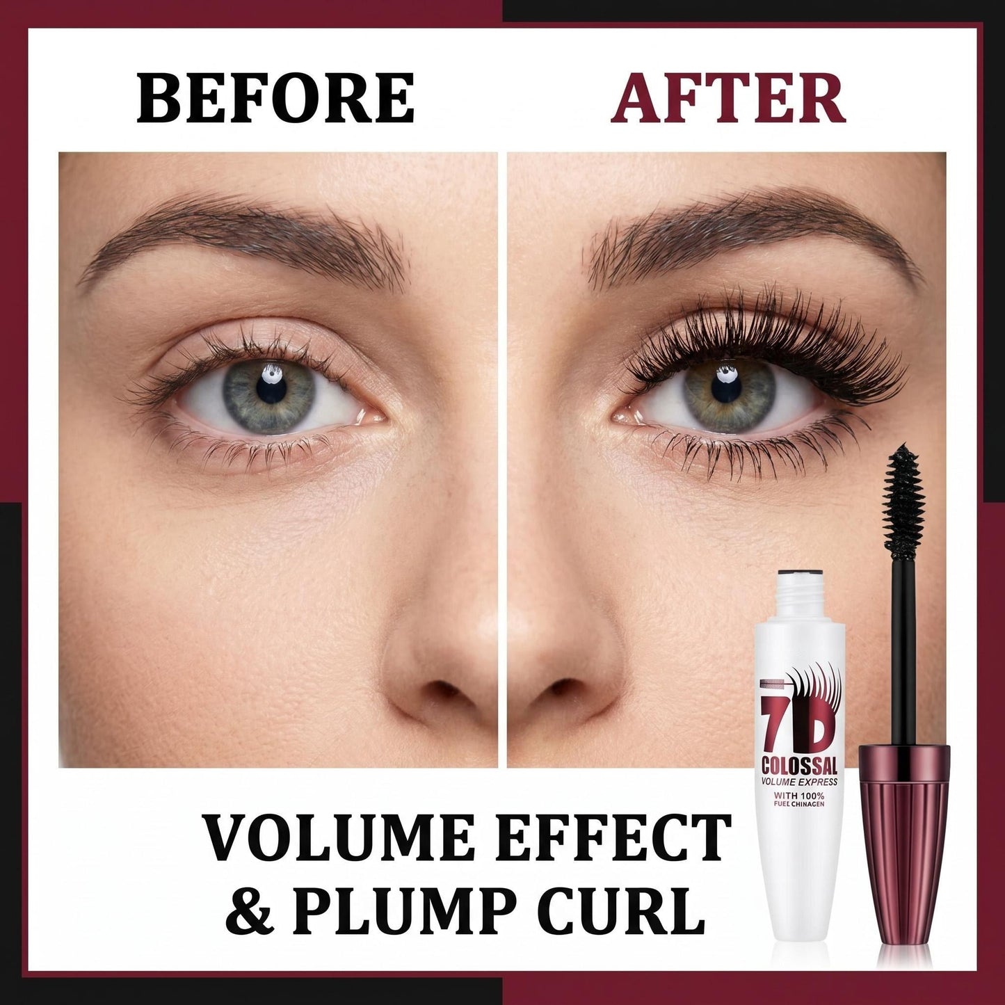7D Waterproof Mascara - 24H Long Lasting Volume & Curl, Smudge-Proof Lift for Natural False Lash Look