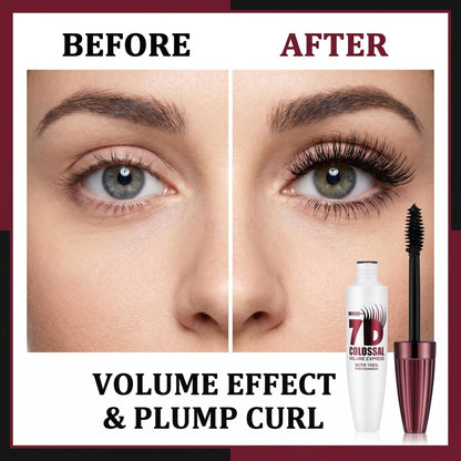 7D Waterproof Mascara - 24H Long Lasting Volume & Curl, Smudge-Proof Lift for Natural False Lash Look
