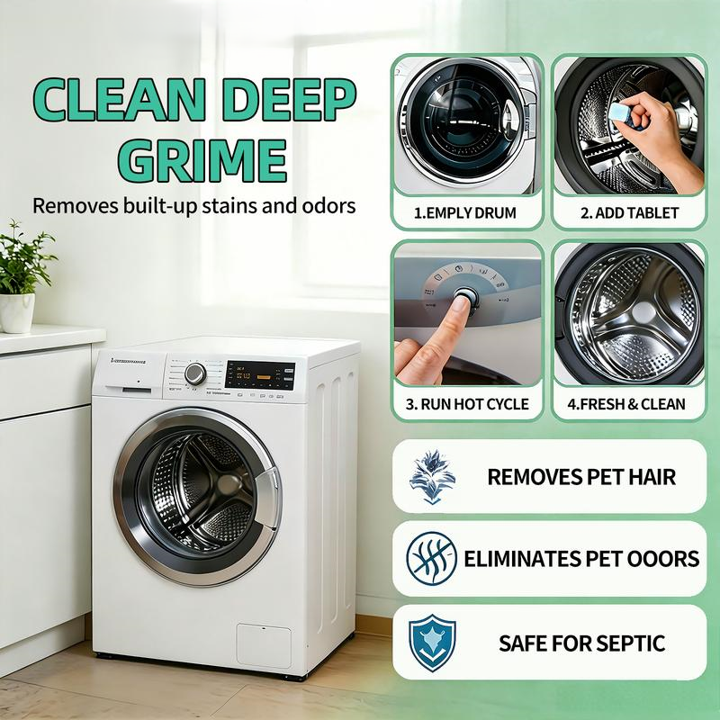 NESLEMY-Friendly Washing Machine Cleaner Tablets – Deep Clean Washer Odors, Residue & Pet Hair Buildup-RH