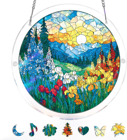 🔥Last Day 50% OFF - 🧩Acrylic Jigsaw Puzzle Suncatcher - Glowing Feather Haven🌞🌈