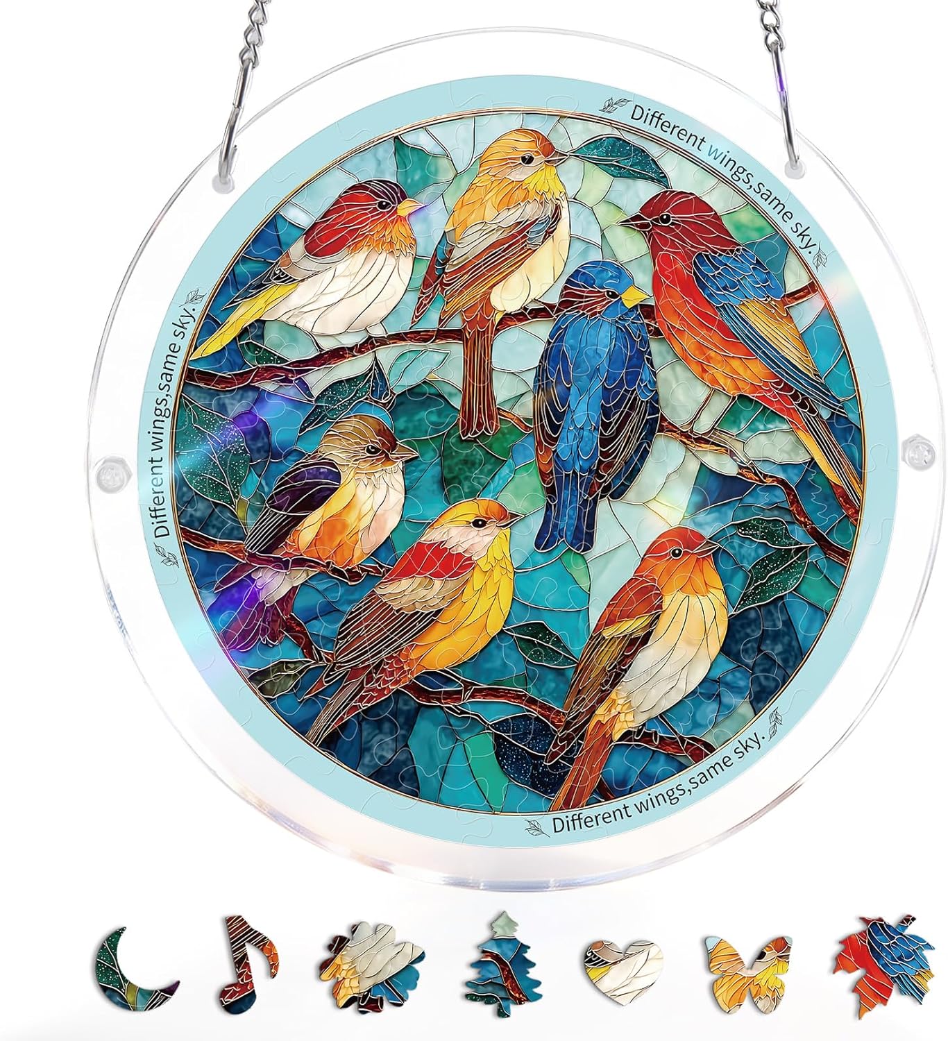 🔥Last Day 50% OFF - 🧩Acrylic Jigsaw Puzzle Suncatcher - Glowing Feather Haven🌞🌈