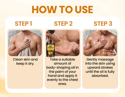 🔥 MEN’S CHEST-CONTOUR UPGRADE💪 NESLEMY® bee poison Chest Sculpting Oil 🐝 Daily bee poison Support for a Firmer-Looking, More Defined Chest