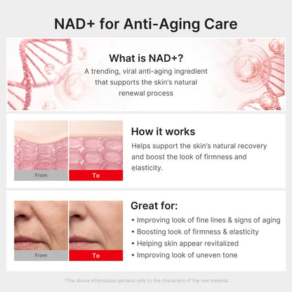 Advanced Korean skincare powered by NAD+, EGF, and firming actives to visibly tighten, hydrate, and rejuvenate tired skin.