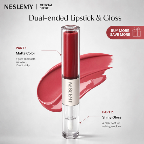 Last day buy 1 get 1 free 🔥NESLEMY 2 in 1 Gloss & Matte Lip Duo