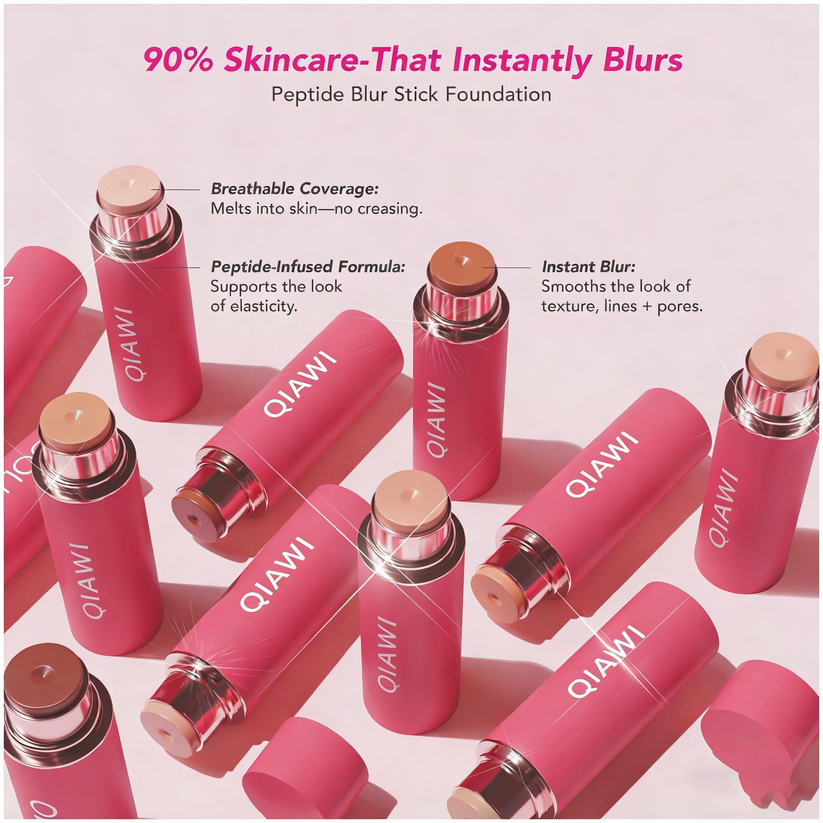 🌸 2026 Spring Glow Sale –QIAWI Peptide Blur Stick Foundation with Brush