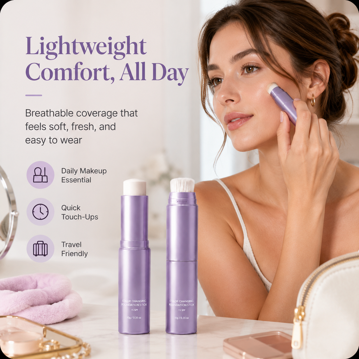 🔥Last Day - Buy 1 Get 1 Free🔥2-in-1  Color Changing Foundation Stick
