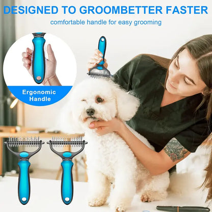 🐾 Double-Sided Deshedding Pet Brush – Dual-Sided, Ergonomic & Gentle for Dogs & Cats 🐶