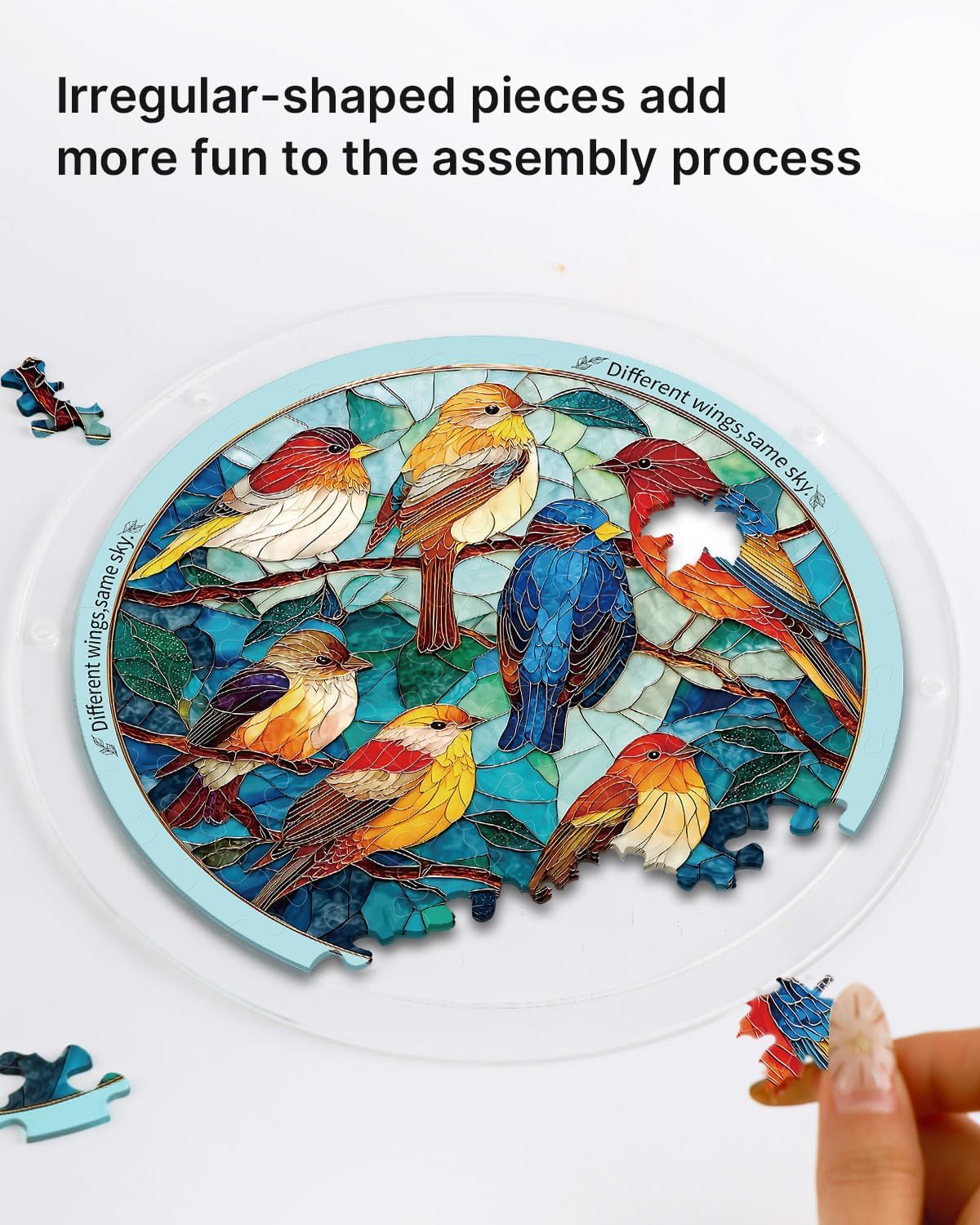 🔥Last Day 50% OFF - 🧩Acrylic Jigsaw Puzzle Suncatcher - Glowing Feather Haven🌞🌈