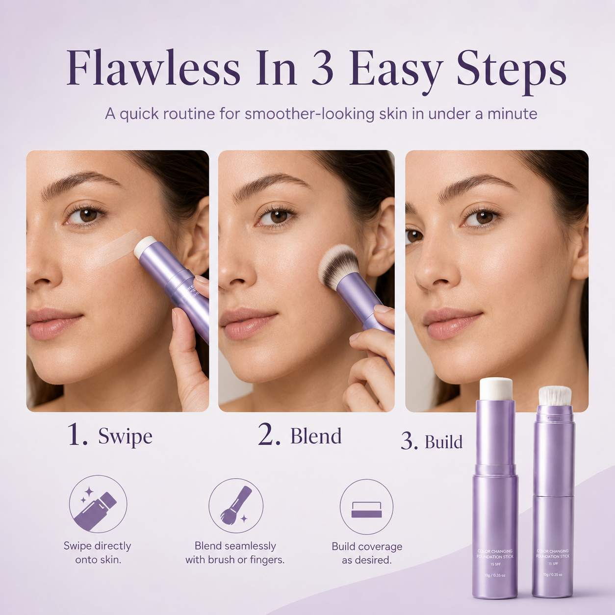 🔥Last Day - Buy 1 Get 1 Free🔥2-in-1  Color Changing Foundation Stick