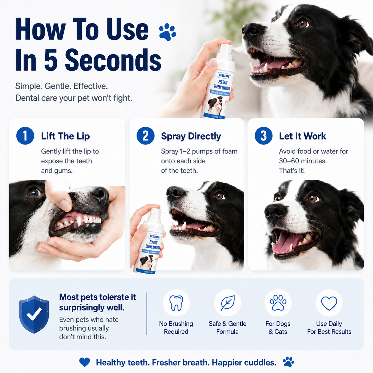🔥Last day - buy 2 get 1 free NESLEMY✨ Pet Dental Tartar Care Spray for Dogs & Cats