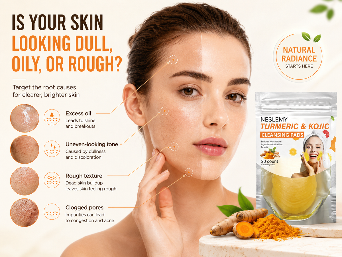Turmeric & Kojic Acid Cleansing Pads, Gentle Deep Clean Soft Texture Facial Skincare Pads 20pcs🍯