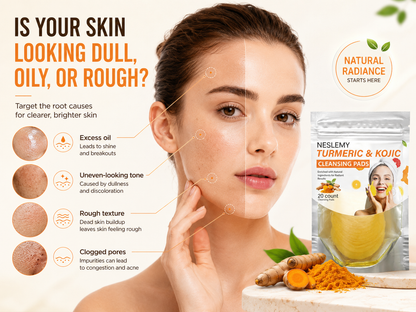 Turmeric & Kojic Acid Cleansing Pads, Gentle Deep Clean Soft Texture Facial Skincare Pads 20pcs🍯