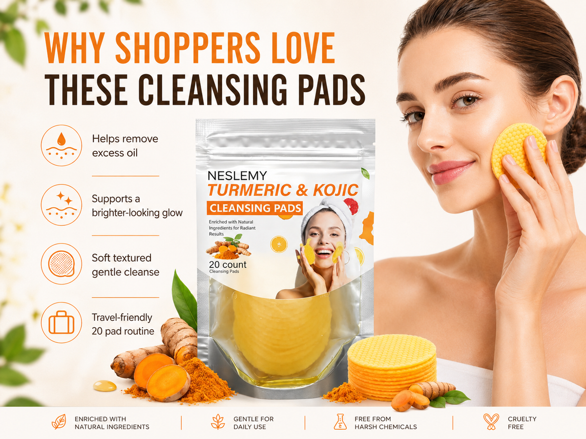 Turmeric & Kojic Acid Cleansing Pads, Gentle Deep Clean Soft Texture Facial Skincare Pads 20pcs🍯