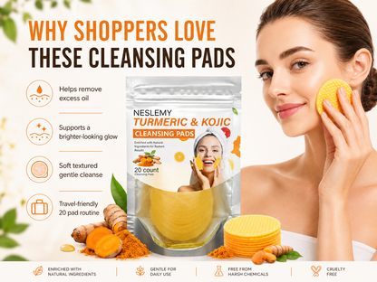 Turmeric & Kojic Acid Cleansing Pads, Gentle Deep Clean Soft Texture Facial Skincare Pads 20pcs🍯