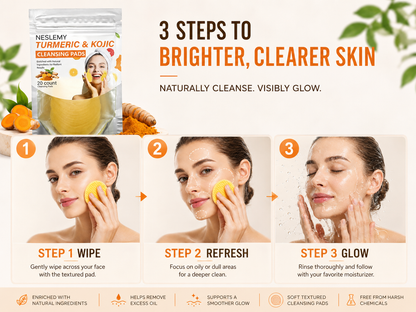 Turmeric & Kojic Acid Cleansing Pads, Gentle Deep Clean Soft Texture Facial Skincare Pads 20pcs🍯