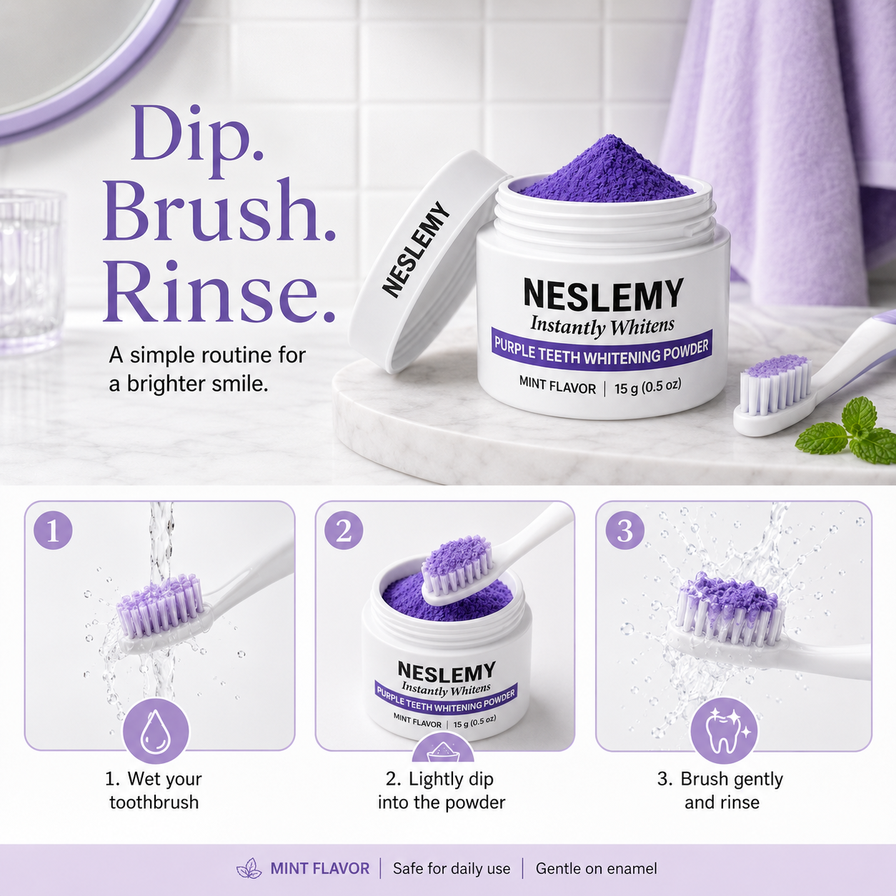 ⏰Buy 1 Get 1 Free – Last Day🔥NESLEMY Purple Teeth Whitening Powder