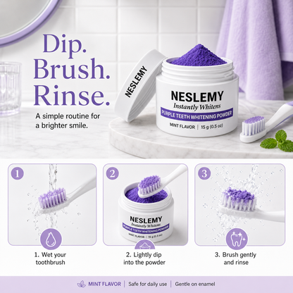 ⏰Buy 1 Get 1 Free – Last Day🔥NESLEMY Purple Teeth Whitening Powder