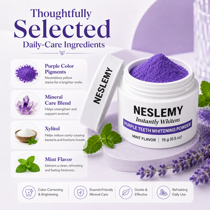 ⏰Buy 1 Get 1 Free – Last Day🔥NESLEMY Purple Teeth Whitening Powder