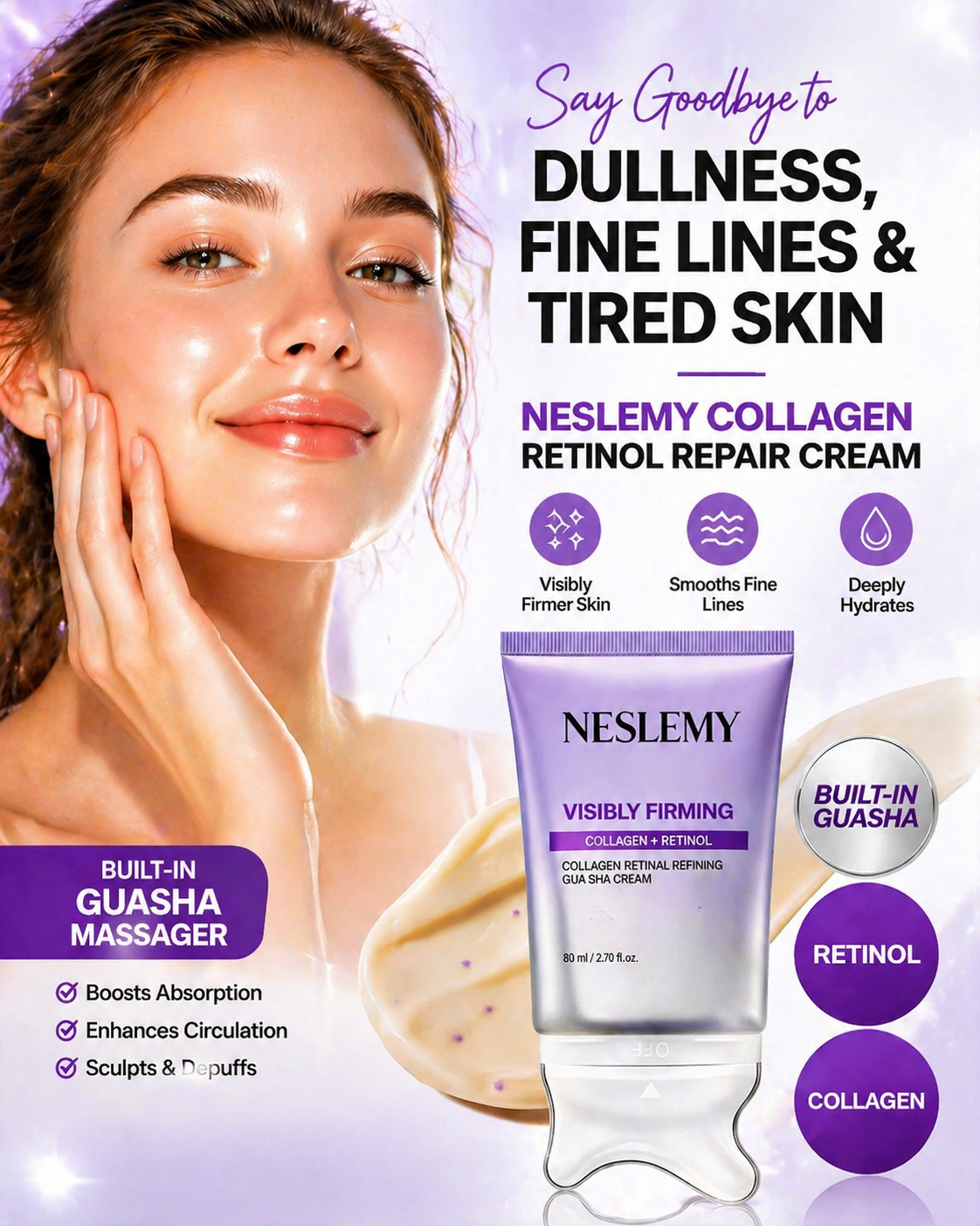 NESLEMY Profile Refining Cream with Built-In Gua Sha Applicator