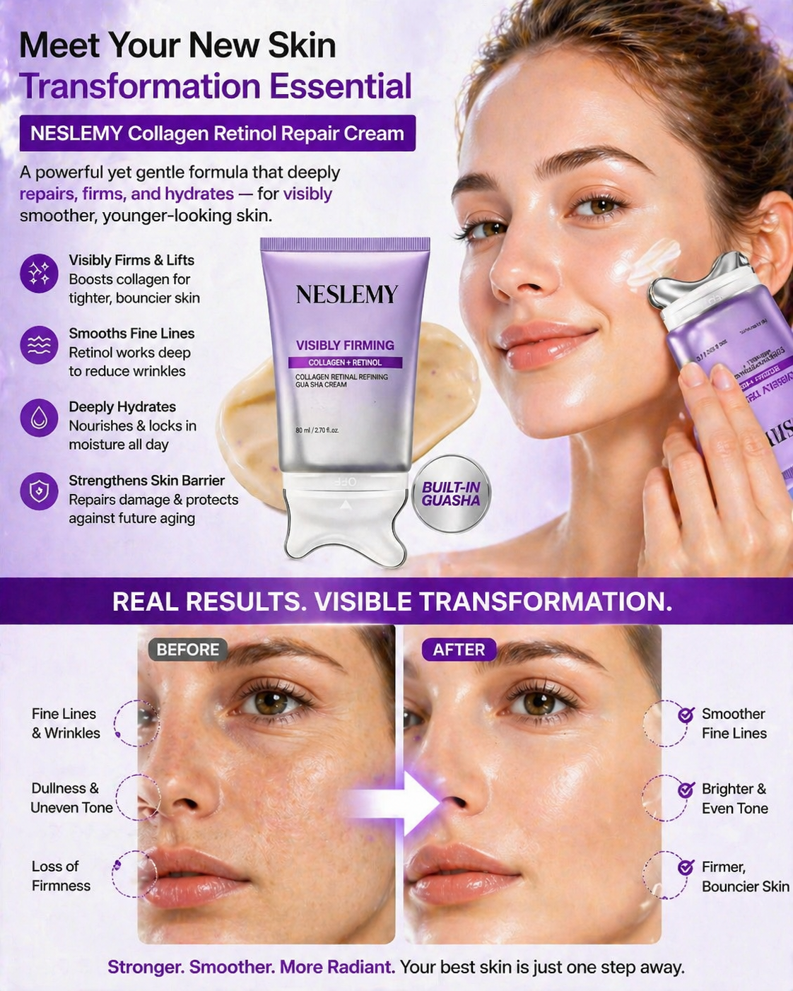 NESLEMY Profile Refining Cream with Built-In Gua Sha Applicator