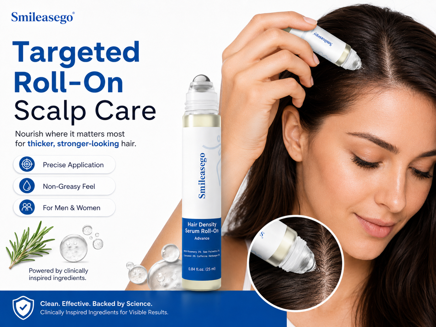 Buy 1 Get 1 Free – Last Day🔥Advanced Hair Density Roll-On Serum - Hair Density Miracle, Anti Hair Fall Scalp Care for Men & Women