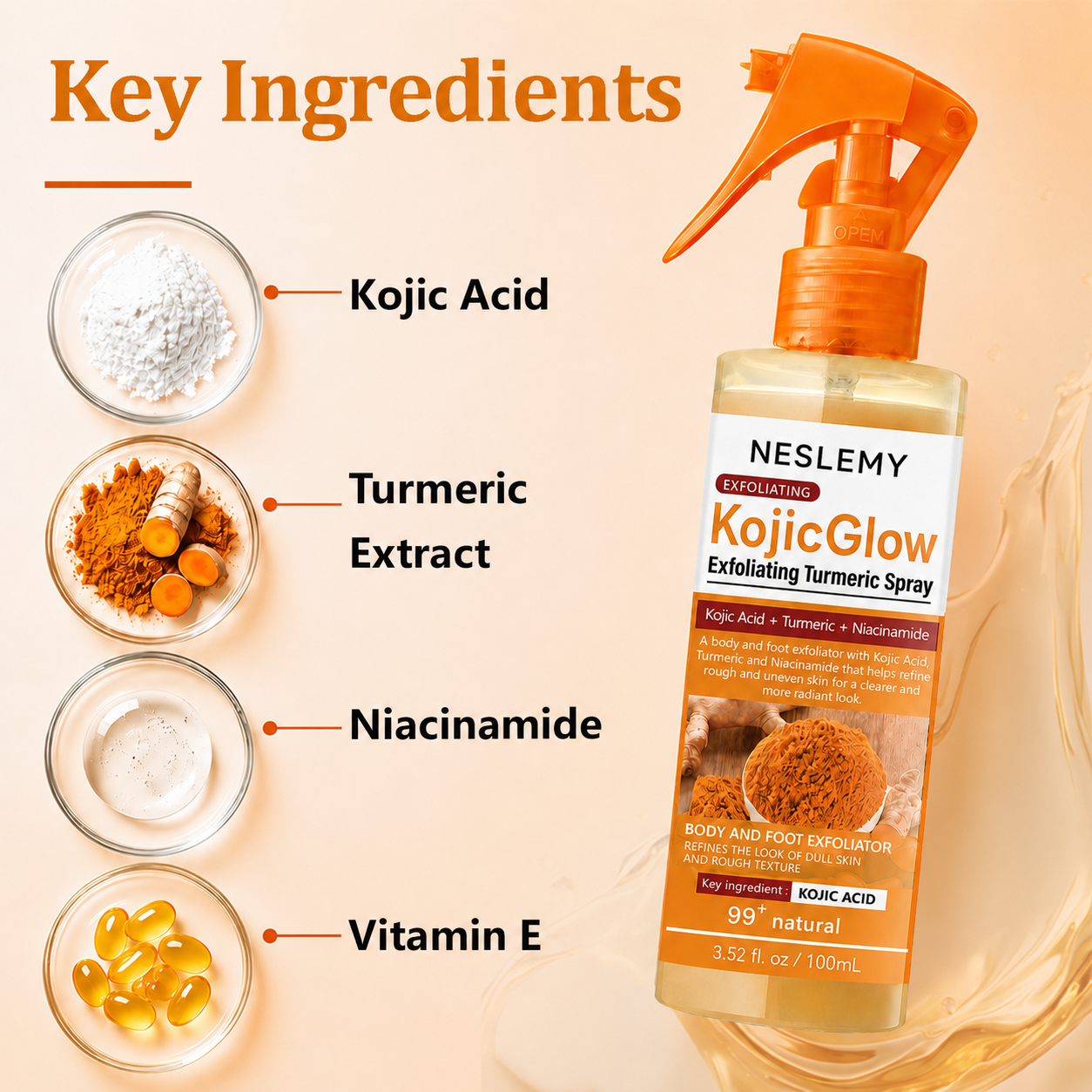 Last Day⏰Buy 1 Get 1 Free🔥NESLEMY® KojicGlow Exfoliating Turmeric Spray