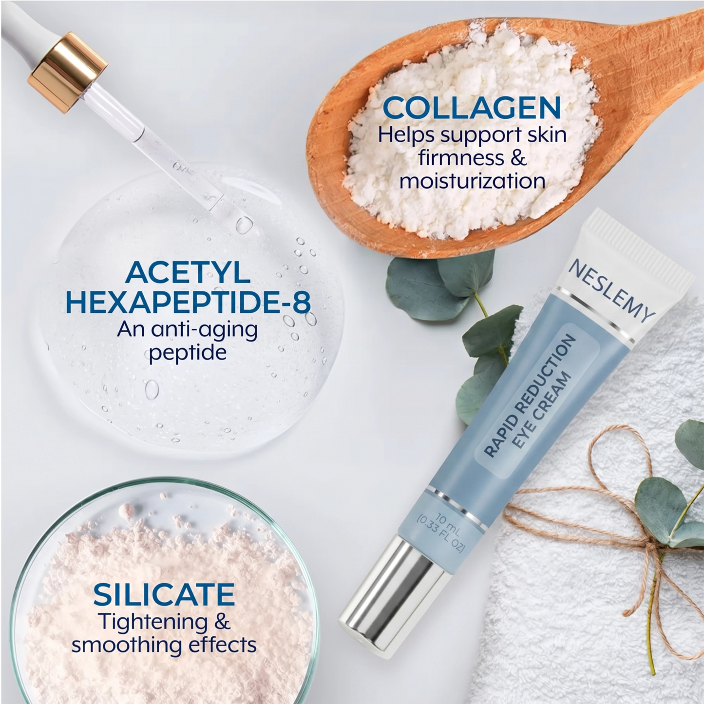 NESLEMY Rapid Reduction Eye Serum- Anti Aging Wrinkle Remover for Face, Scientific formula for easy absorption without greasiness10ml Tightening Skincare Comfort-HS