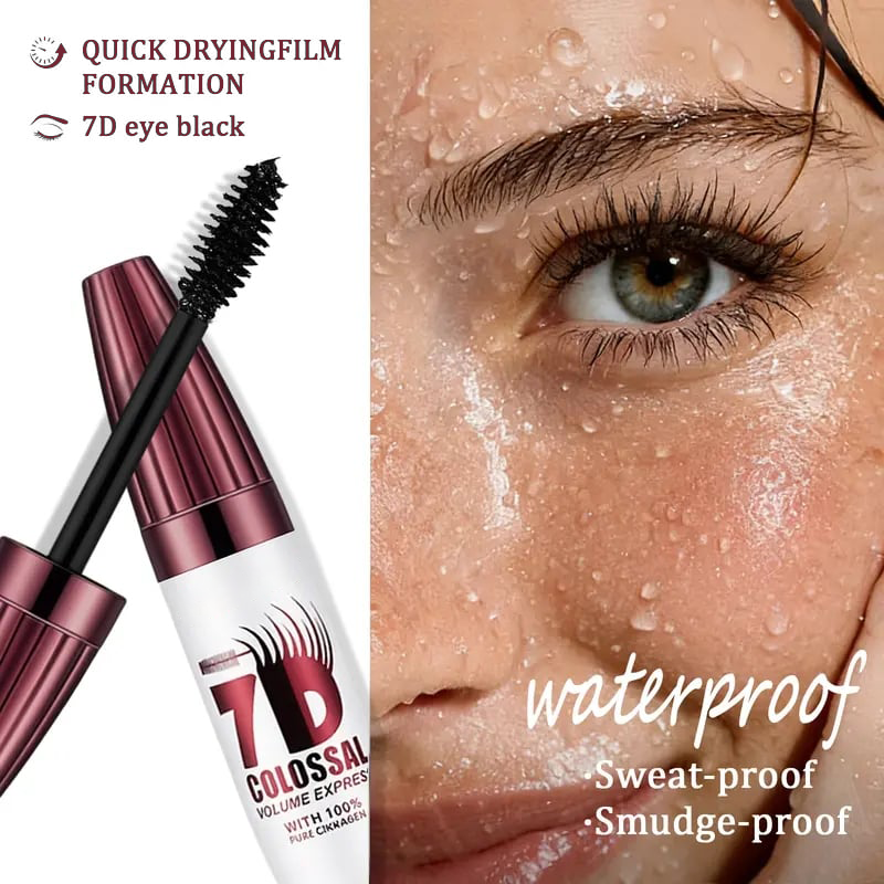 7D Waterproof Mascara - 24H Long Lasting Volume & Curl, Smudge-Proof Lift for Natural False Lash Look
