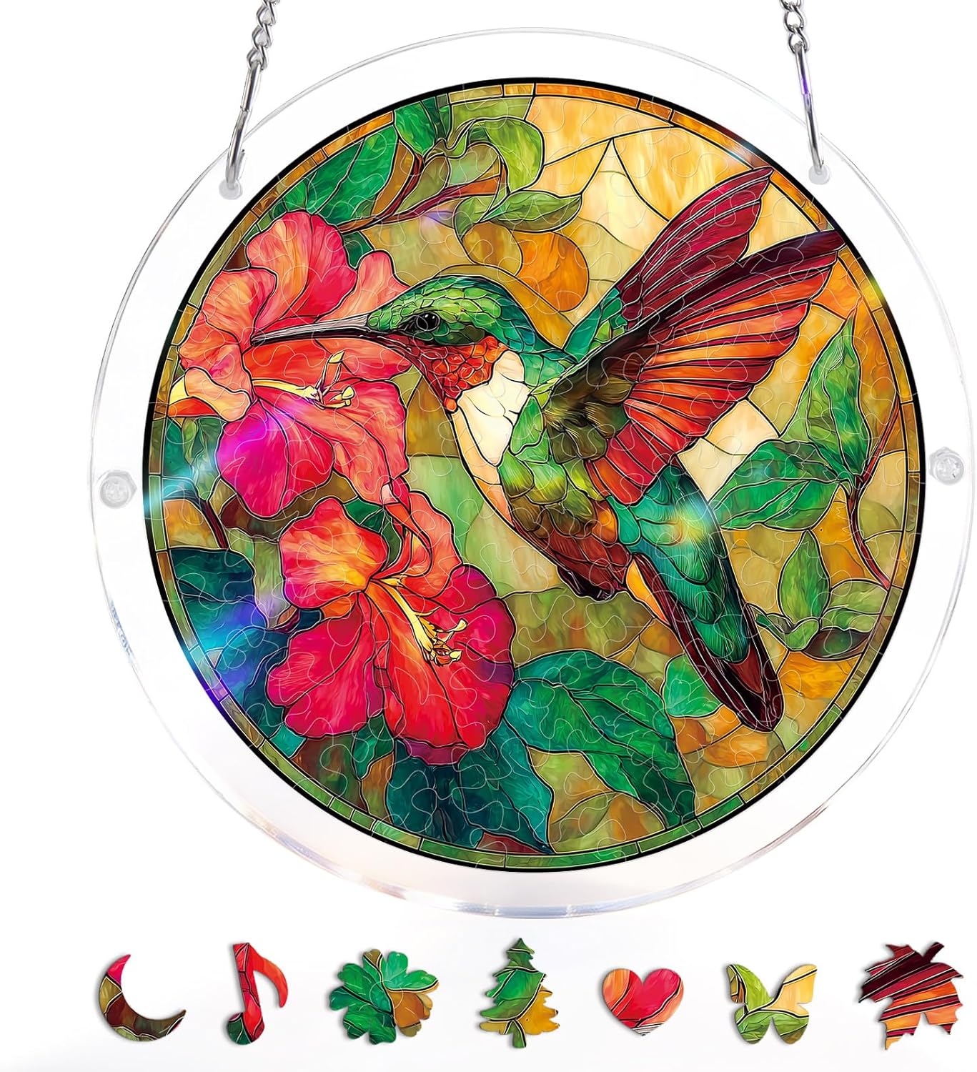 🔥Last Day 50% OFF - 🧩Acrylic Jigsaw Puzzle Suncatcher - Glowing Feather Haven🌞🌈