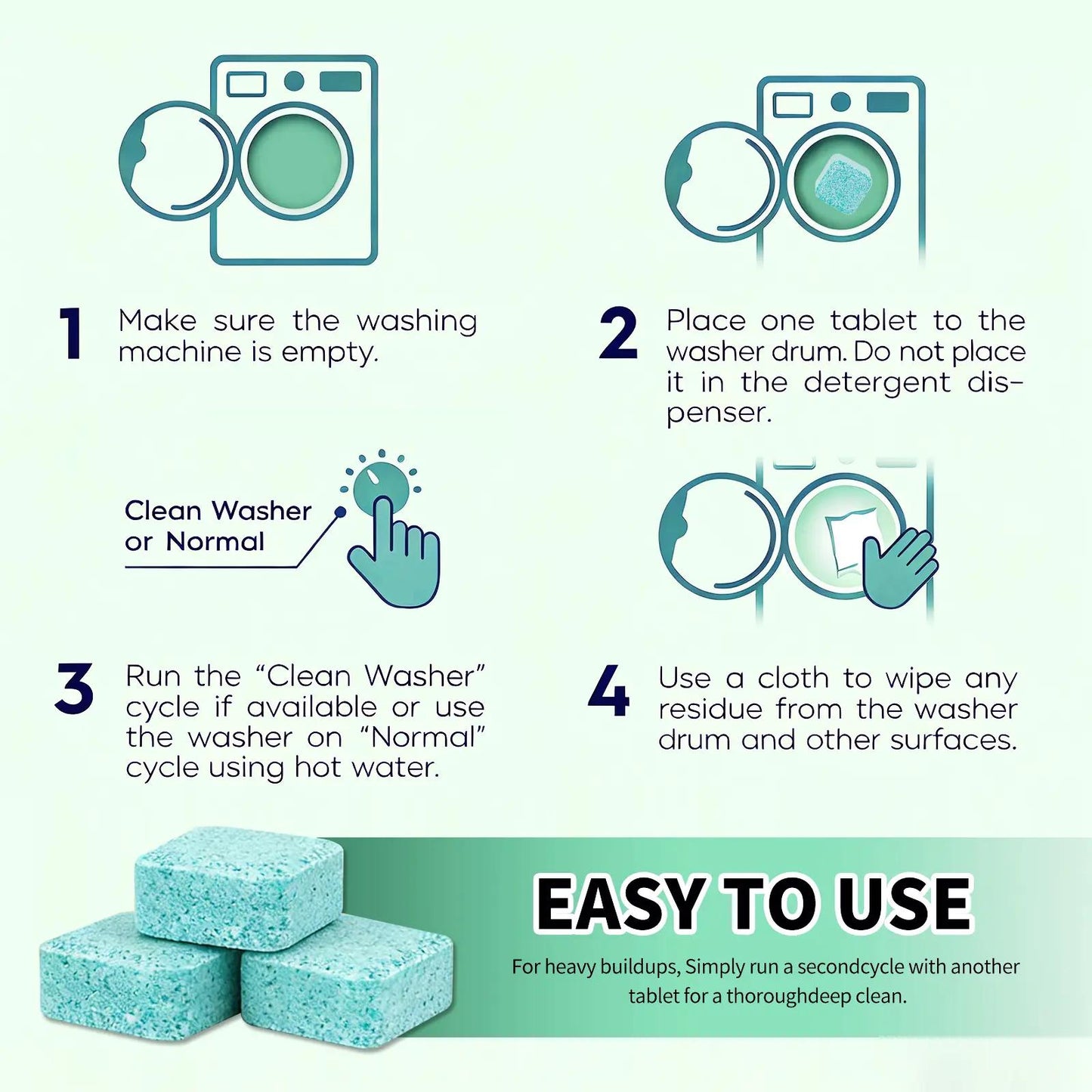 NESLEMY-Friendly Washing Machine Cleaner Tablets – Deep Clean Washer Odors, Residue & Pet Hair Buildup-RH