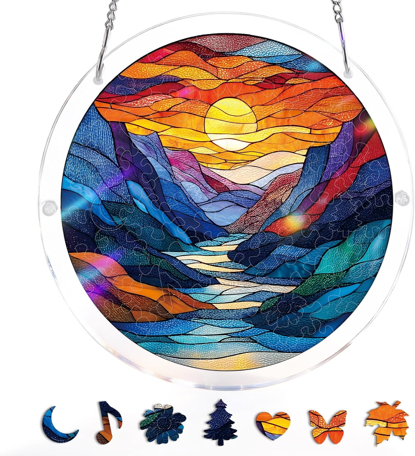 🔥Last Day 50% OFF - 🧩Acrylic Jigsaw Puzzle Suncatcher - Glowing Feather Haven🌞🌈