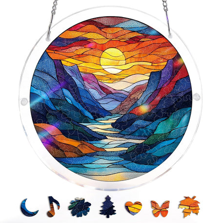 🔥Last Day 50% OFF - 🧩Acrylic Jigsaw Puzzle Suncatcher - Glowing Feather Haven🌞🌈