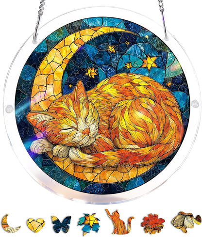 🔥Last Day 50% OFF - 🧩Acrylic Jigsaw Puzzle Suncatcher - Glowing Feather Haven🌞🌈
