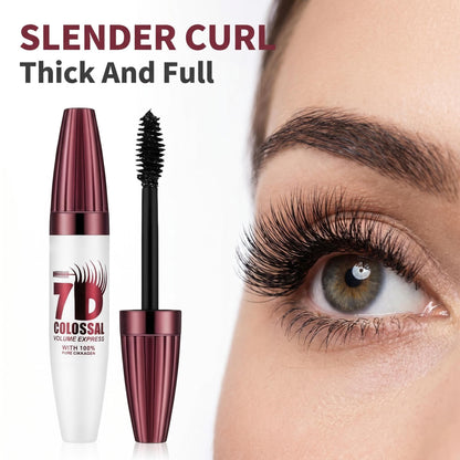 7D Waterproof Mascara - 24H Long Lasting Volume & Curl, Smudge-Proof Lift for Natural False Lash Look