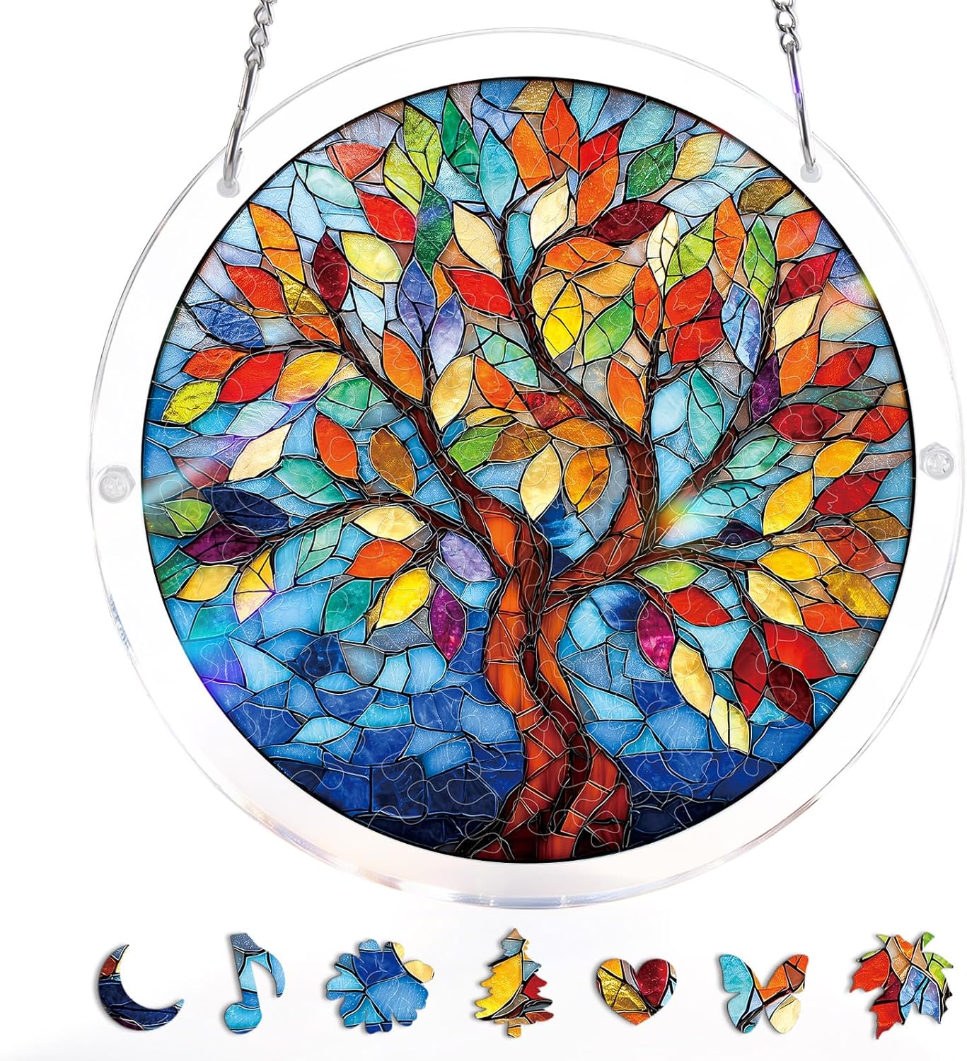 🔥Last Day 50% OFF - 🧩Acrylic Jigsaw Puzzle Suncatcher - Glowing Feather Haven🌞🌈