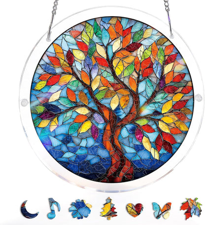 🔥Last Day 50% OFF - 🧩Acrylic Jigsaw Puzzle Suncatcher - Glowing Feather Haven🌞🌈