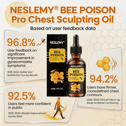 🔥 MEN’S CHEST-CONTOUR UPGRADE💪 NESLEMY® bee poison Chest Sculpting Oil 🐝 Daily bee poison Support for a Firmer-Looking, More Defined Chest