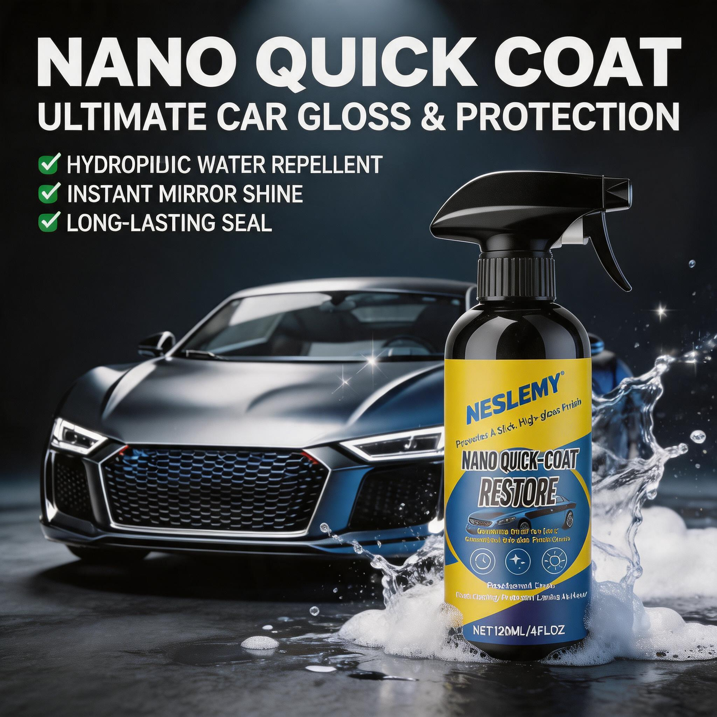Automotive Nano Coating Repair Agent - With Dust and Water Repellent Properties - Long-lasting and Durable with Gloss, Suitable for Continuous Use