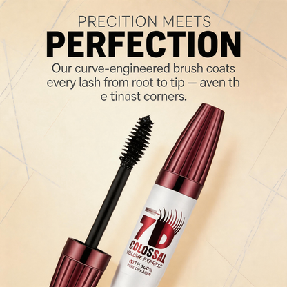 7D Waterproof Mascara - 24H Long Lasting Volume & Curl, Smudge-Proof Lift for Natural False Lash Look