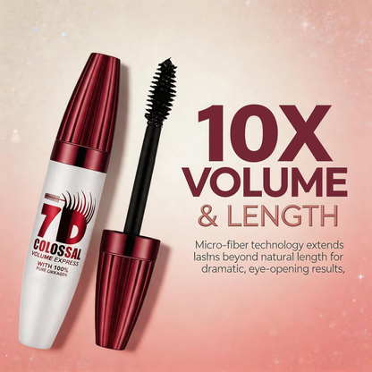 7D Waterproof Mascara - 24H Long Lasting Volume & Curl, Smudge-Proof Lift for Natural False Lash Look