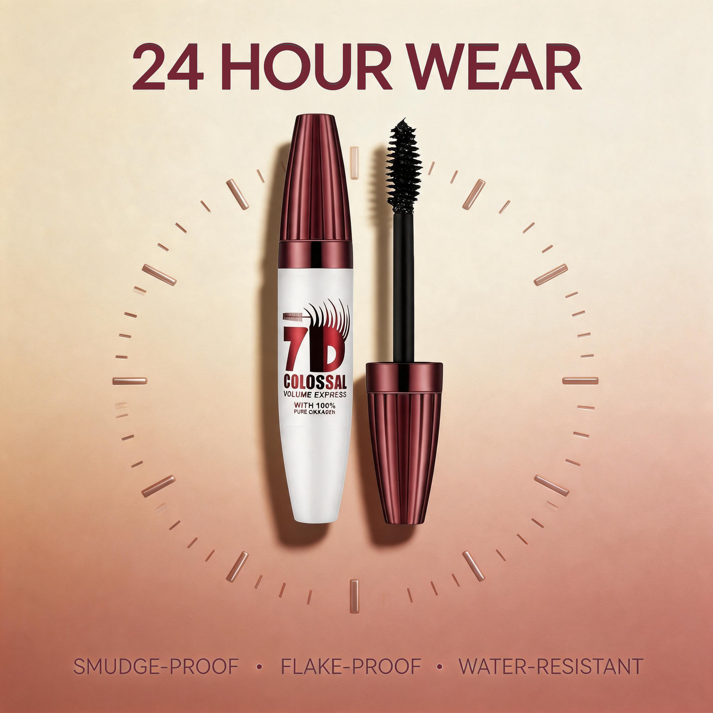 7D Waterproof Mascara - 24H Long Lasting Volume & Curl, Smudge-Proof Lift for Natural False Lash Look