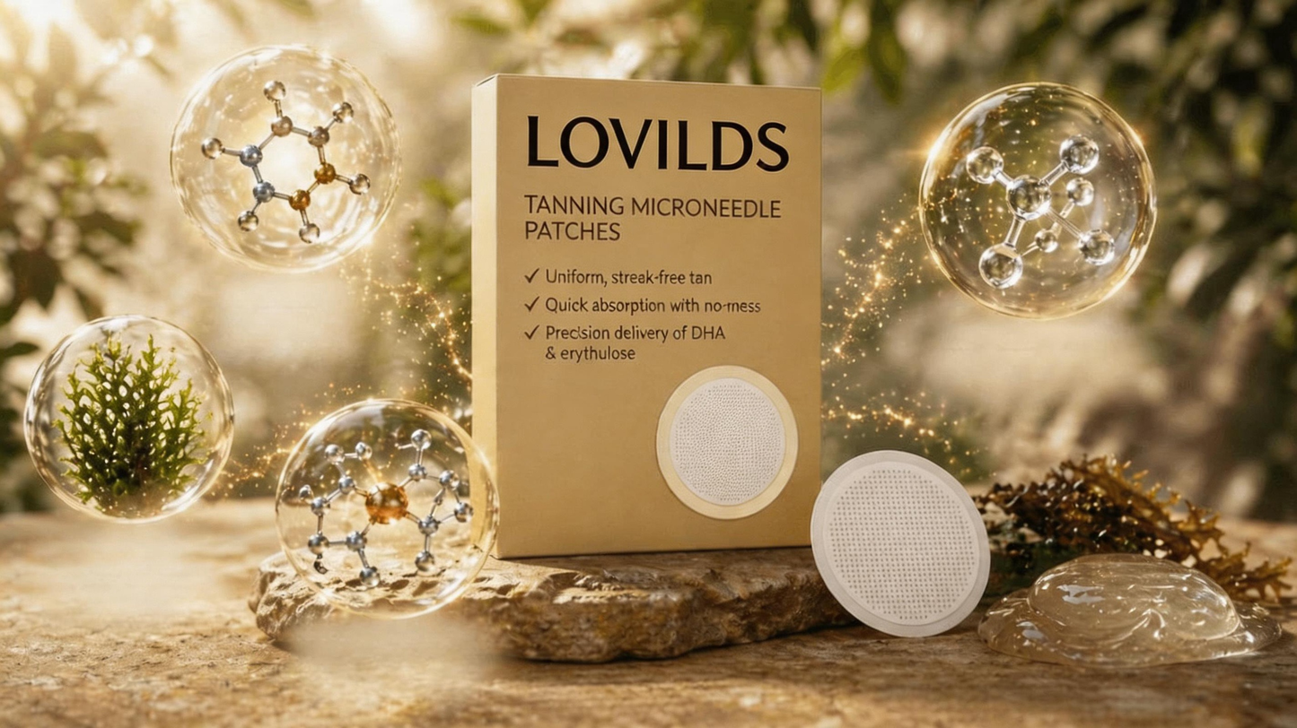 Sun Free Glow Patches, LOVILDS® Sun Free Glow Tanning Microdarts Patch, Tanning Patches for Face & Body Deep Hydration & Golden Bronze- Gentle Formula Suitable for All Skin Types-7PC/boxes