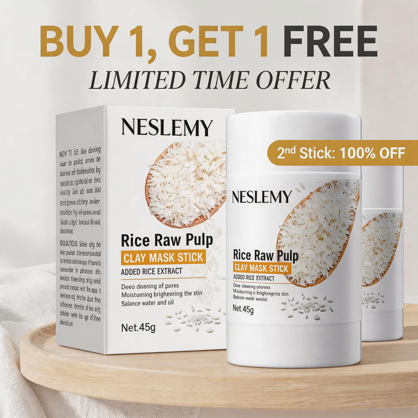 Last day: Buy 1 get 1 free.✨Rice Raw Pulp Clay Mask Stick
