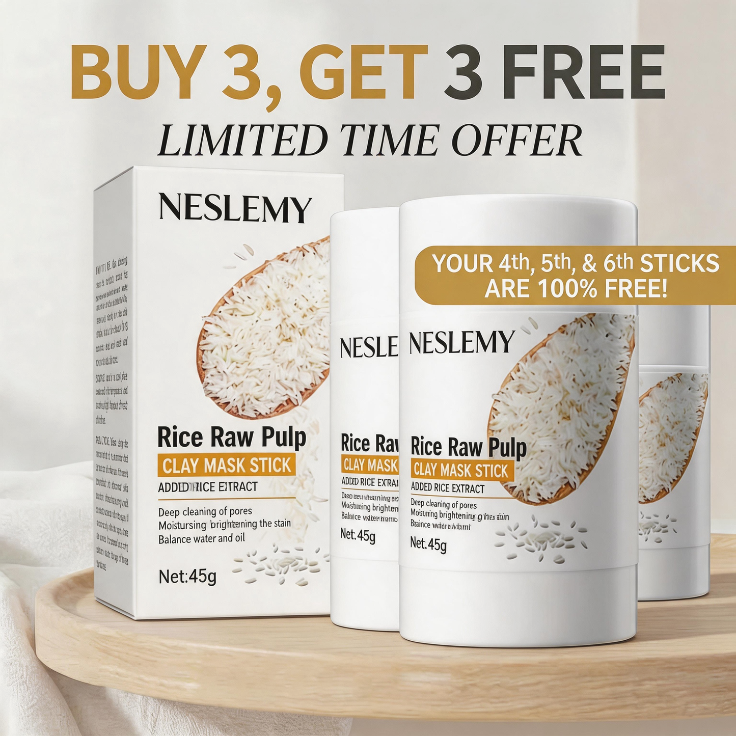Last day: Buy 1 get 1 free.✨Rice Raw Pulp Clay Mask Stick