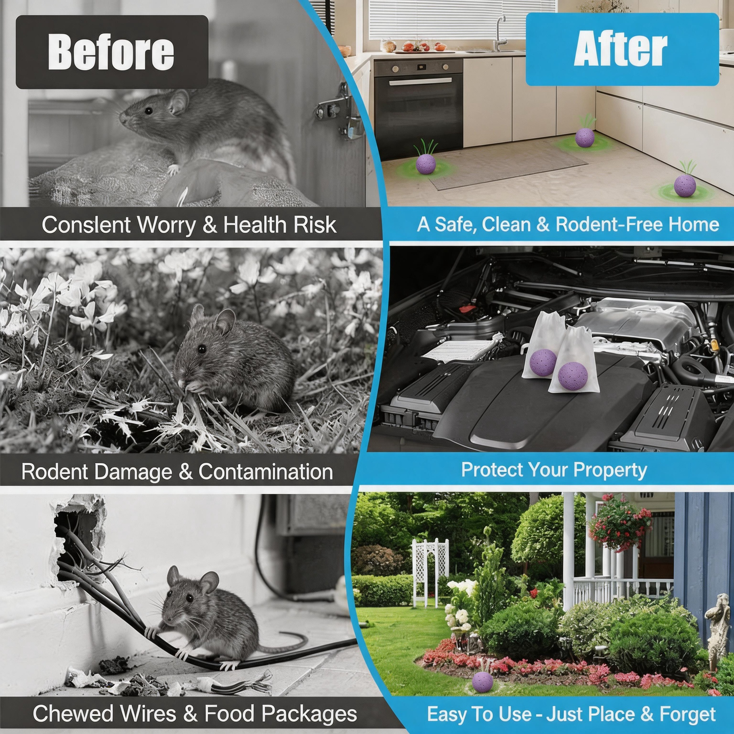 🐭 12-Pack Rodent Repellent Balls, Effective Pest Control Solution