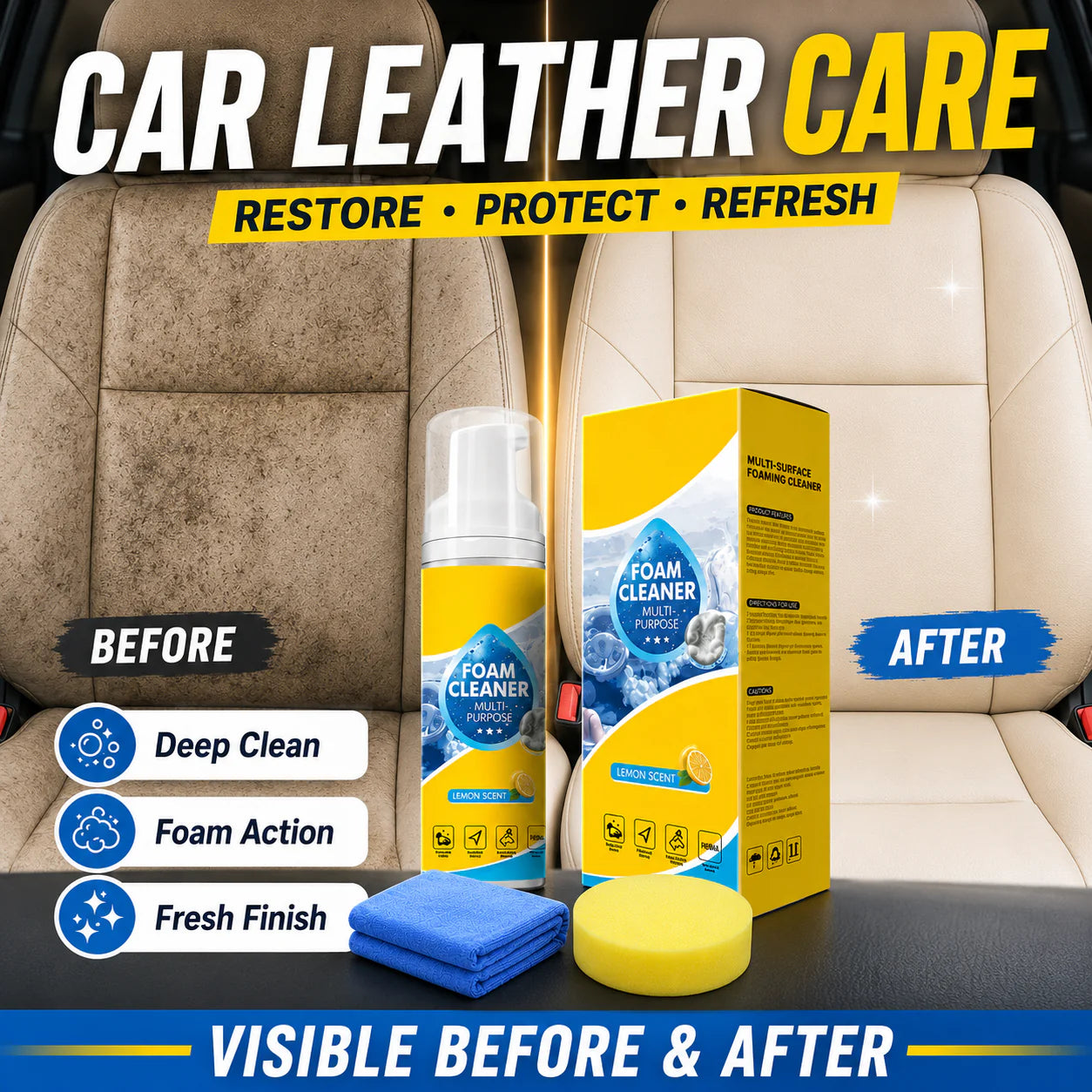 4-in-1 Multi-Enzyme Foam Cleaner – Deep Clean Car, Kitchen, Bathroom & Sofa